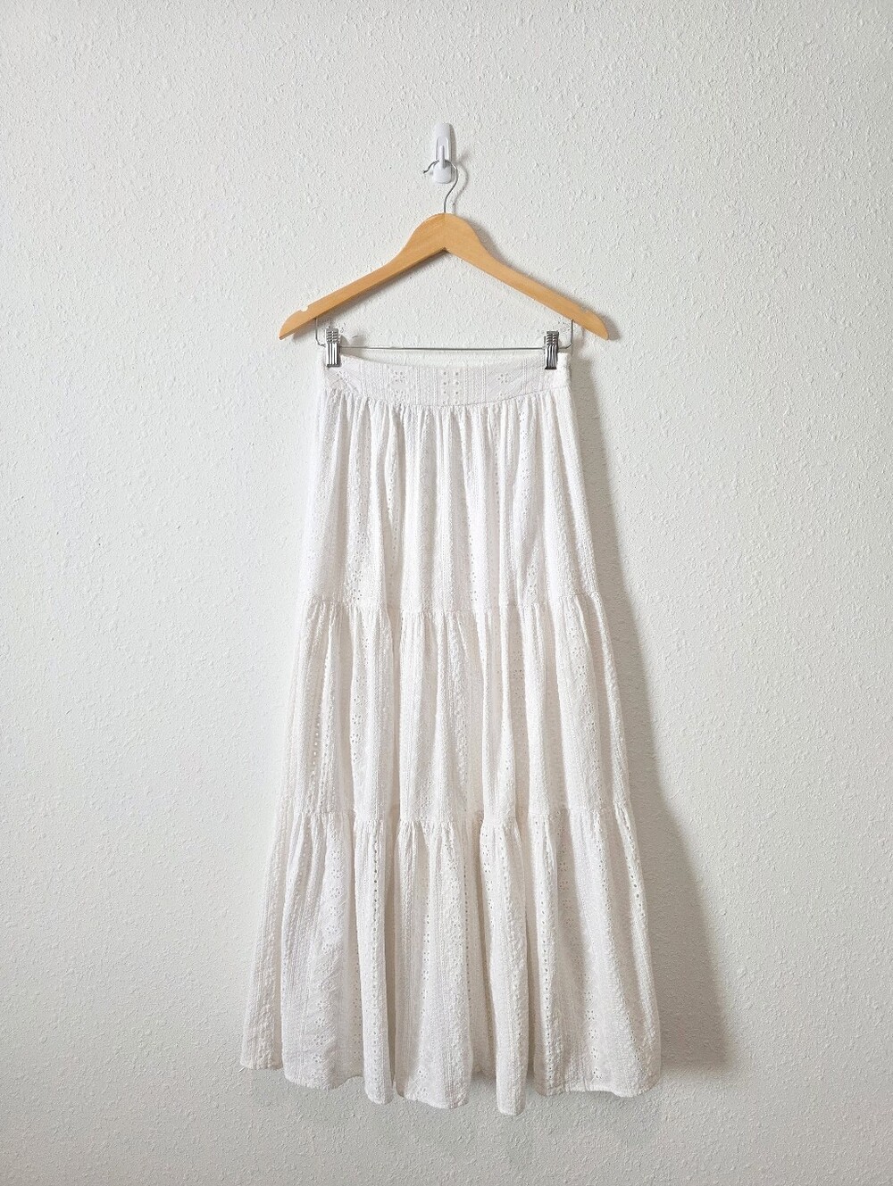 Altar'd State White Floral Eyelet Cotton Maxi Skirt S